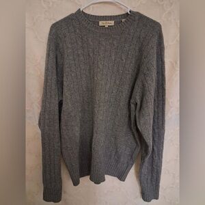 Peter Millar 100% Cashmere Cable Knit Crewneck Sweater Men's M Gray Golf Luxury